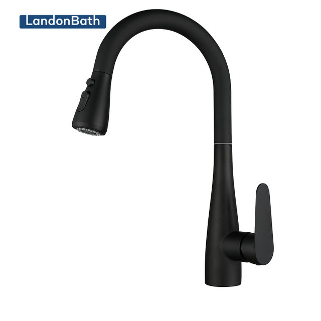 Kaiping Kitchen Faucet with Pull Down Sprayer Brushed Black Single Handle Black Kitchen Sink Faucet 
