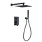 Black Bathroom Shower Hot And Cold In Wall Mounted Rain Concealed Mixer Shower