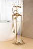 Gold Color Cast Iron Bathtub Bathroom Faucet Floor Mount Clawfoot Tub Faucet Mixer Tap Spout Shower