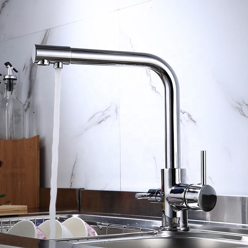 3 Way Dual Handle Sink Taps Purifier Copper Kitchen Faucet