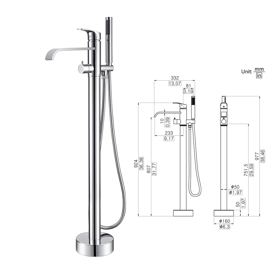  Contemporary Style Freestanding Bathtub Faucet Zinc Alloy Faucet