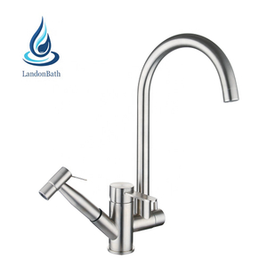 Wholesale High end 304 desk mounted long neck sink tap faucet keukenkraan stainless steel kitchen faucet with dual handle