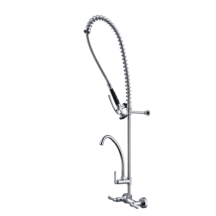 Commercial Pull Out Flexible Water Mixer 3 Way Pre Rinse Sink Faucet Wall Mount Kitchen mixer taps