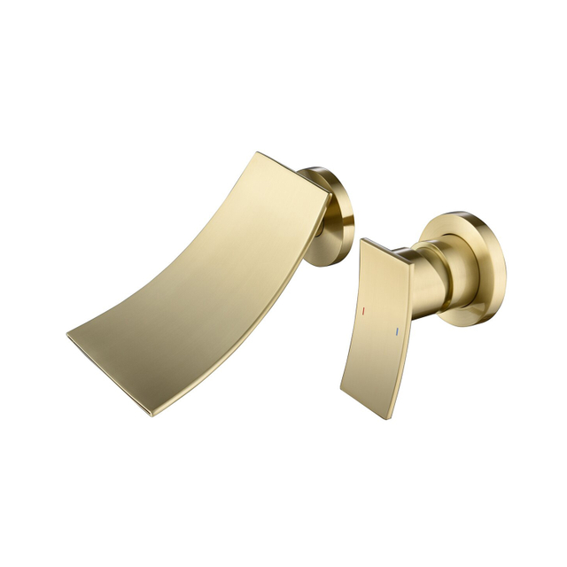 One Handle Brushed Gold Water Tap Hot Cold Mixer Hidden In Wall Mounted Concealed Basin Faucet