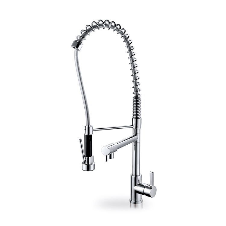 Deck Mount Sanitary Ware Brass Chrome S304 Stainless Steel Spring Pull-Out Sink Faucet Kitchen Mixer