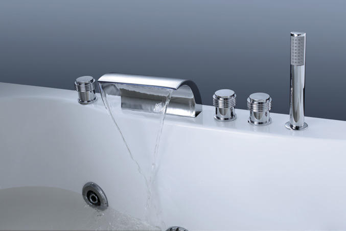 Factory Price Chrome 3 Handles Shower Basin Faucet Bathroom Set 5 Piece Water Fall Bath Mixer