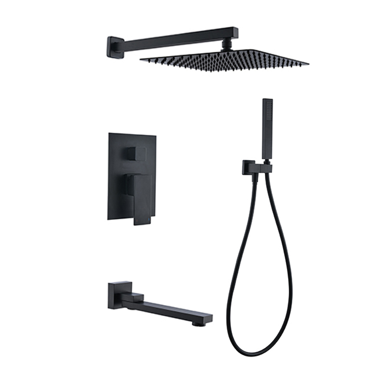 Matte Black In Wall Rain Shower Trim With Tub Spout - Buy Matte Black ...