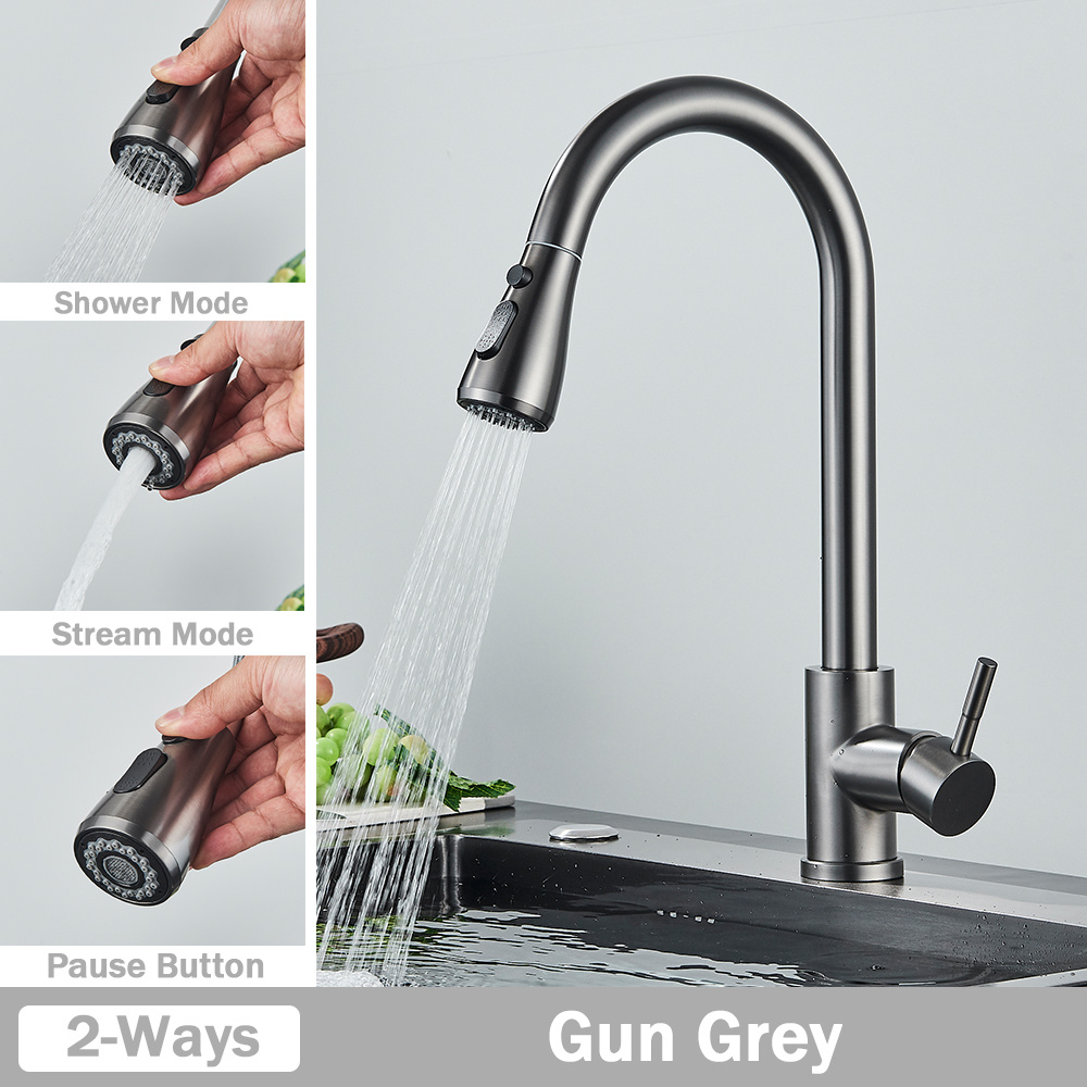 Single Handle Pull Down 304 Kitchen Sink Faucet With Sprayer