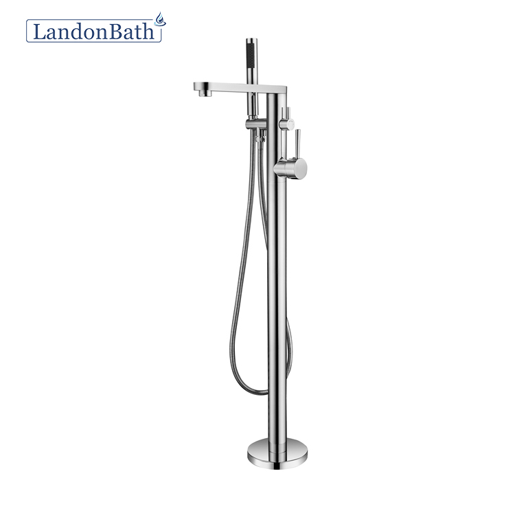 Freestanding Bathtub Faucet Pull-Out Handle Bathtub Tap