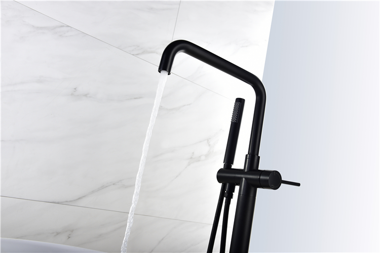 New Design Matte Black Brass Chrome Freestanding Bathtub Faucet