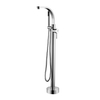 Single Handle Freestanding Floor Mount Tub Faucet Bathtub Filler with Hand Shower in Chrome