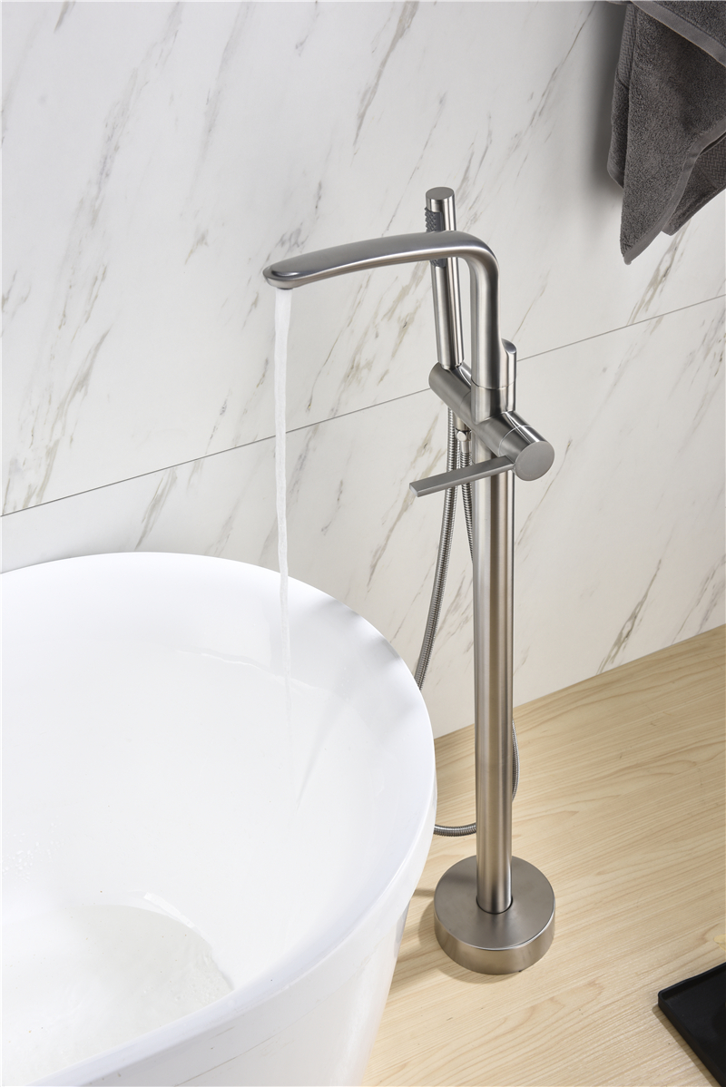 cUPC Approved Bathroom Shower Mixer Floor Standing Tap Matching Stand Bath Tub, Brass Floor Mounted Freestanding Bathtub Faucet