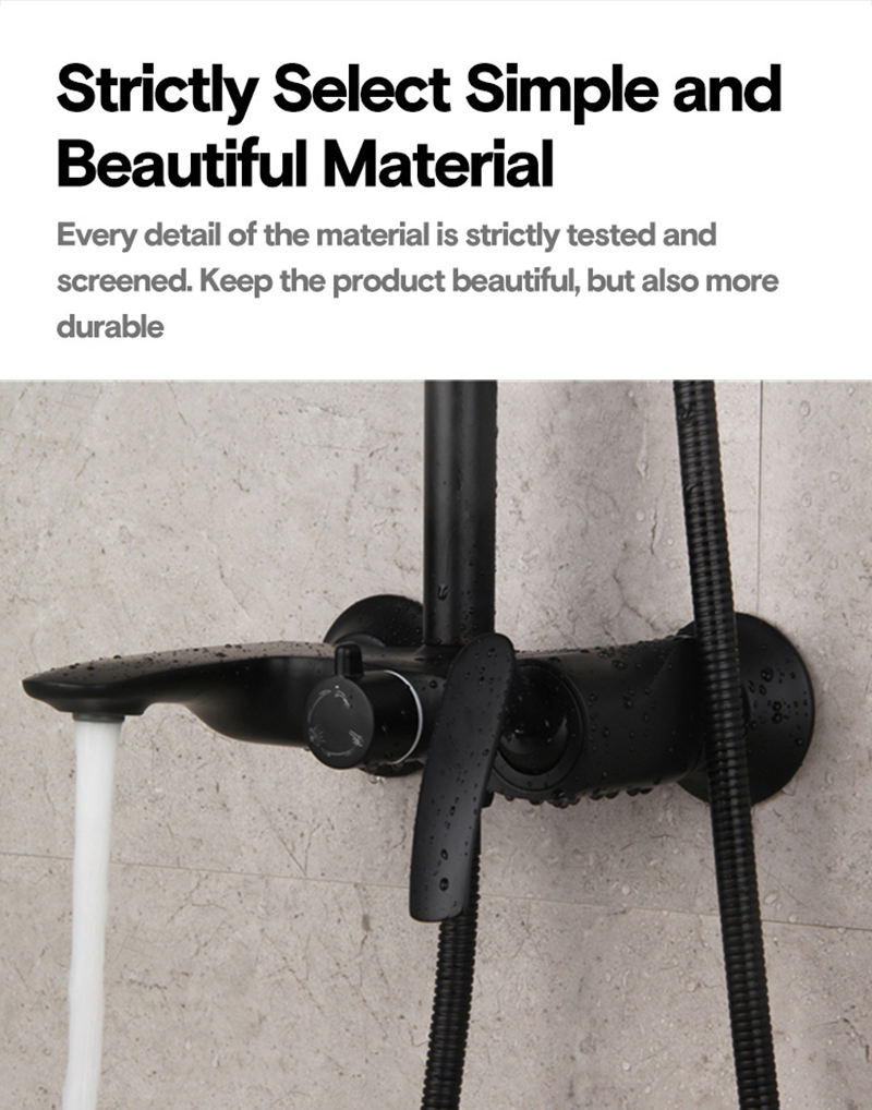 European Luxury Matte Black Bathroom Bath Tub Rain Brass Water Faucet Mixer Shower Set