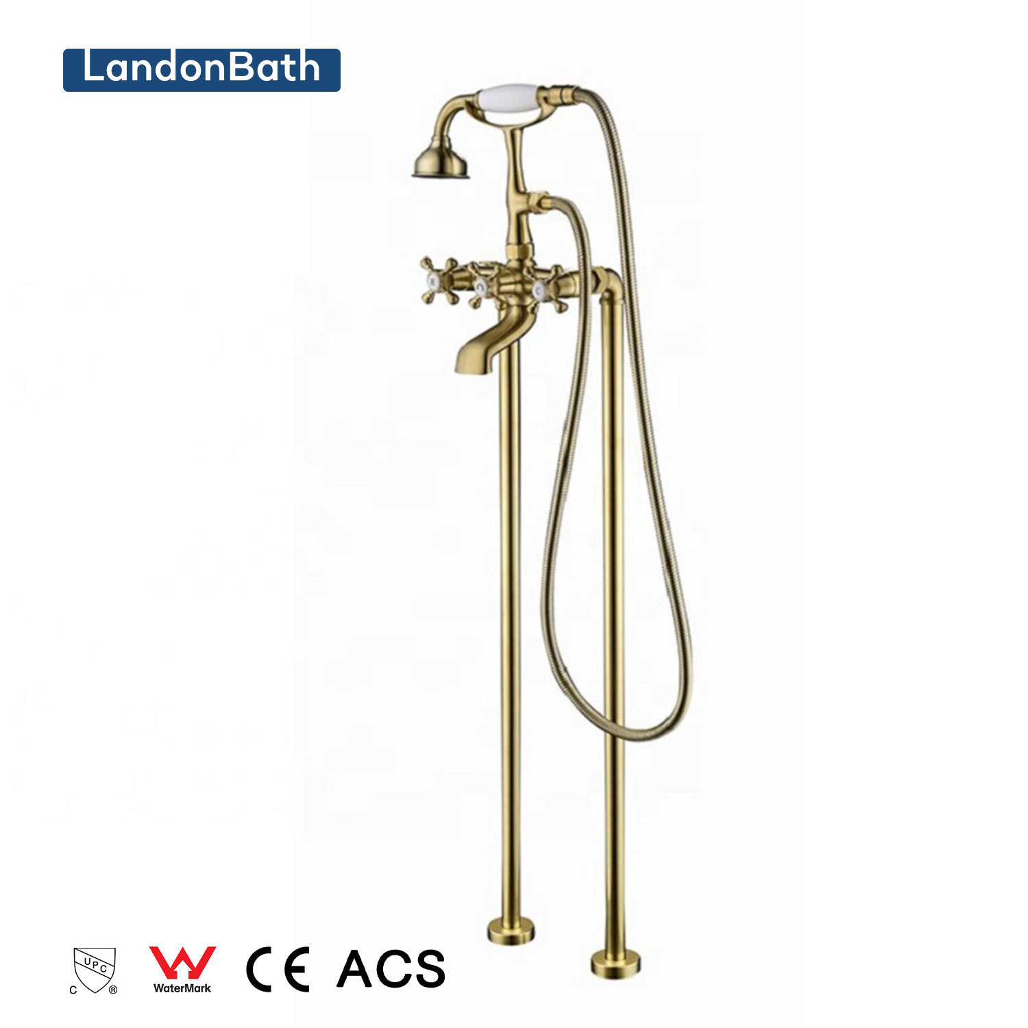 Modern Design Gold Colour Bathroom Floor Standing Shower Mixer Bathtub Mixer Faucet Trends 2024