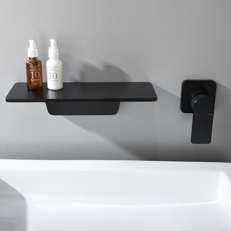 Matte black wall mount basin faucet