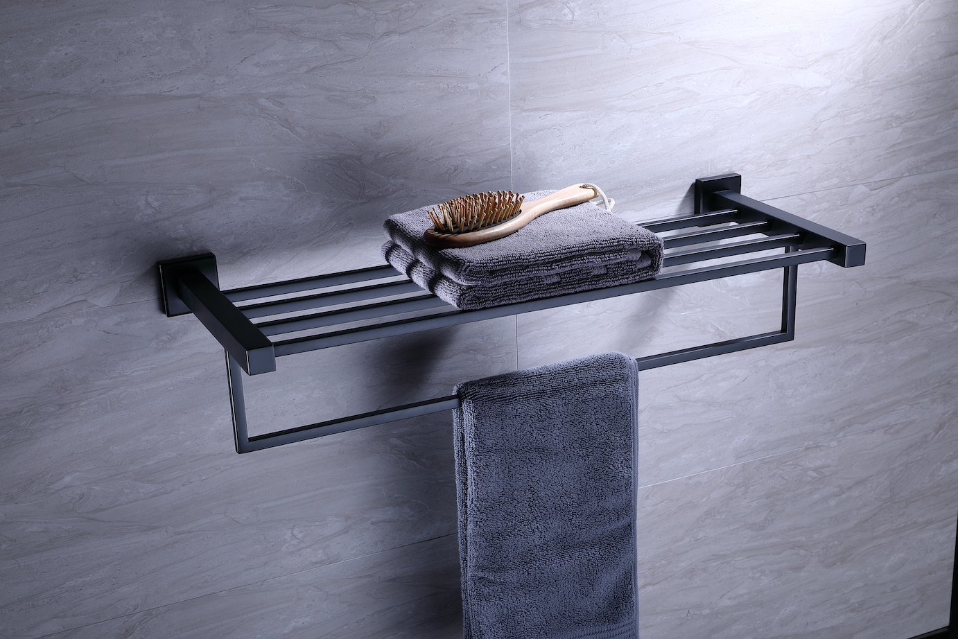 304SUS Black Bathroom Accessories Set Paper Holder Towel Rail 71Series