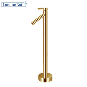 304 Stainless Steel Golden and Black Color High Quality Floor-Mount Bathtub Faucet
