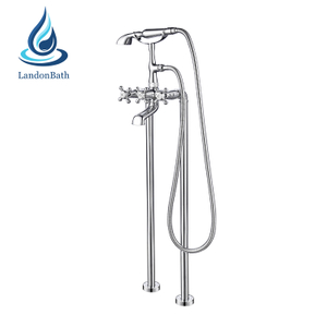 304 Stainless Steel Hot and Cold Water Exchange Floor-Mount Bathtub Faucet