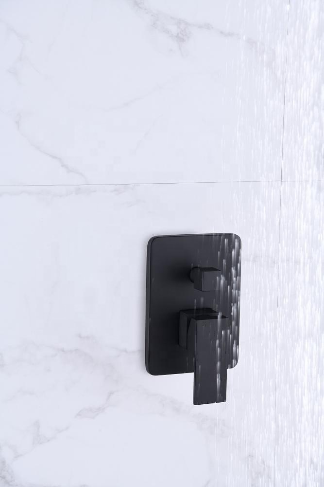 Concealed Wall Mounted Matte Black Shower Set Pure With Bathroom Square Rain Head Mixer Tap Faucet Brass System Taps
