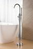 Watermark Free Standing Faucet Tap Brass Round Dual Control Cold Hot Water Mixer for Bathroom Floor Stand Taps