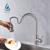 Professional kitchen faucet supplier 304 stainless steel gooseneck pull out single lever sink kitchen faucet mixer water tap