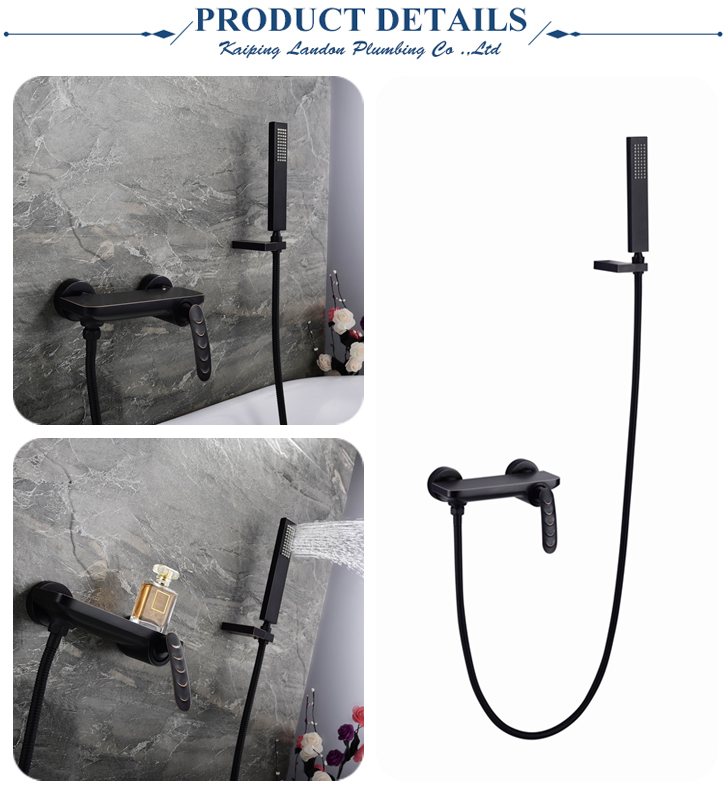 China Factory Good quality Prices Bathtub Faucet Black Floor Mount Brass Single Handle Bathroom Faucets with Hand Shower