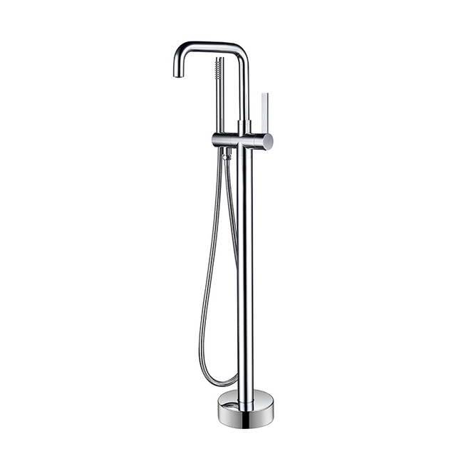 Swivel Spout Floor Mount Bathtub Faucet Freestanding Tub Filler Standing Bath Shower Faucets with Handheld Shower Mixer Taps