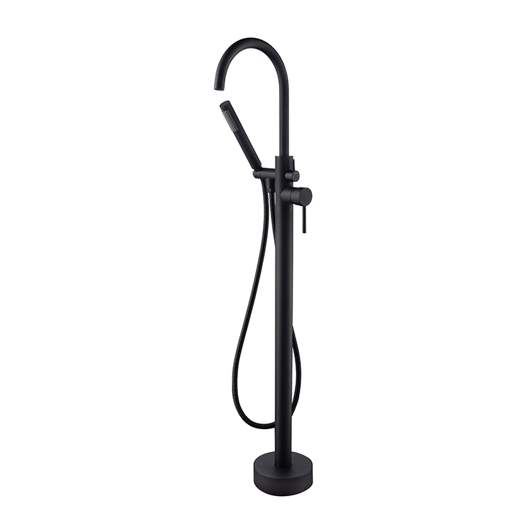 Black Matt Watermark Free Standing Bathtub Bath Mixer Faucet Tapware With Handheld Shower 