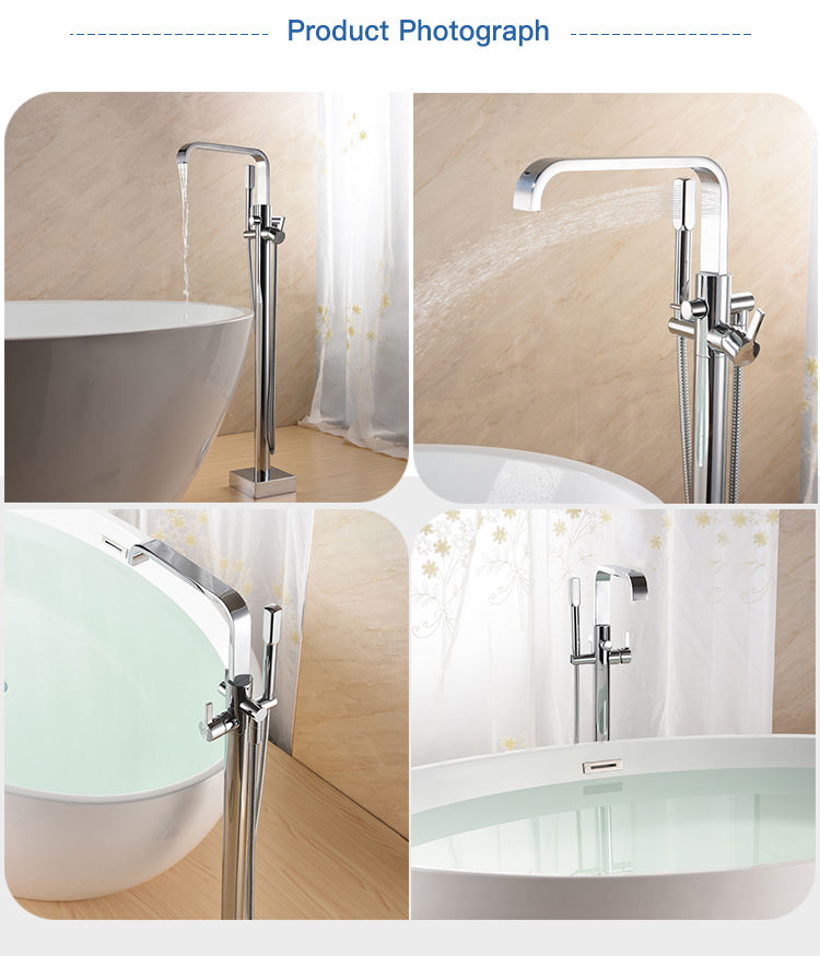 Bathroom Floor Installed Tap Freestanding Bathtub Faucet