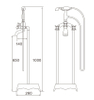 Telephone Style Floor Mounted Tub Filler with Cross Handles Include Personal Hand Shower Brass Faucet