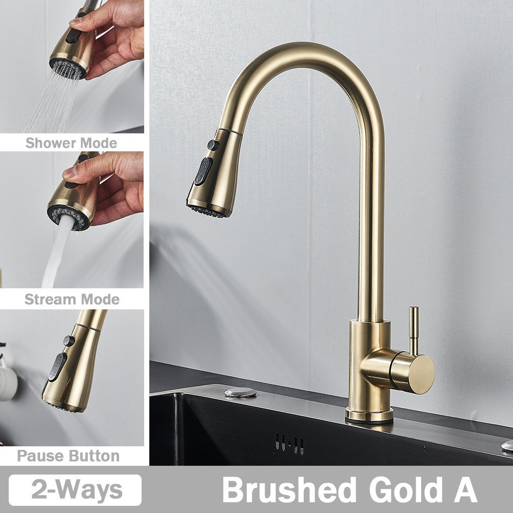 High Quality Pull Out Down 304 Water Kitchen Sink Faucets Mixer Tap