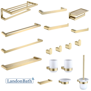 Brushed Gold Bathroom Accessories Set Double Towel Rod 67Series