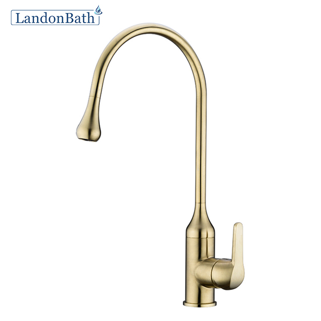 French Gold Single Hole Widespread Basin Mixer