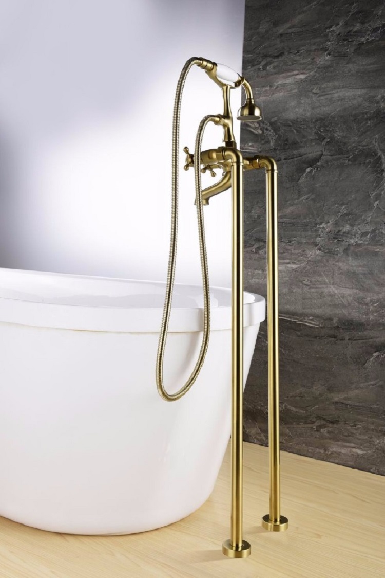 French Gold Manufacturer Price Deck-Mount Bathtub Faucet