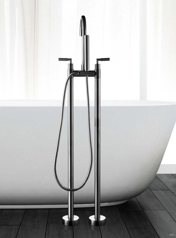Brass Chrome High Quality Floor-Mount Bathtub Faucet 