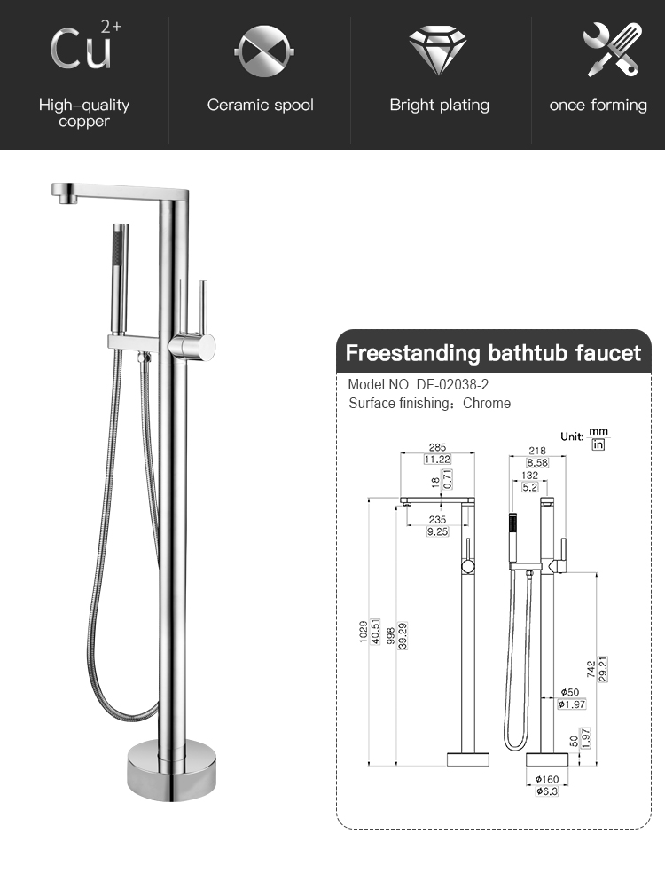 Floor Standing Shower Faucet Mounted Self Bathtub System With Tub Spout Stand Alone Bath Faucets Single Lever Bathroom Rain