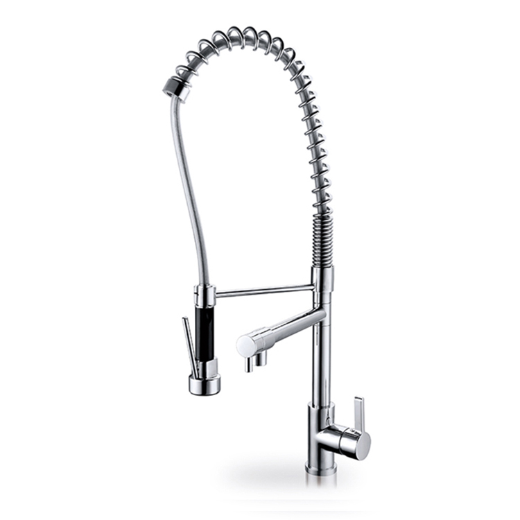 Commercial Brass Chrome Water Tap Adjustable Kitchen Sink Faucet