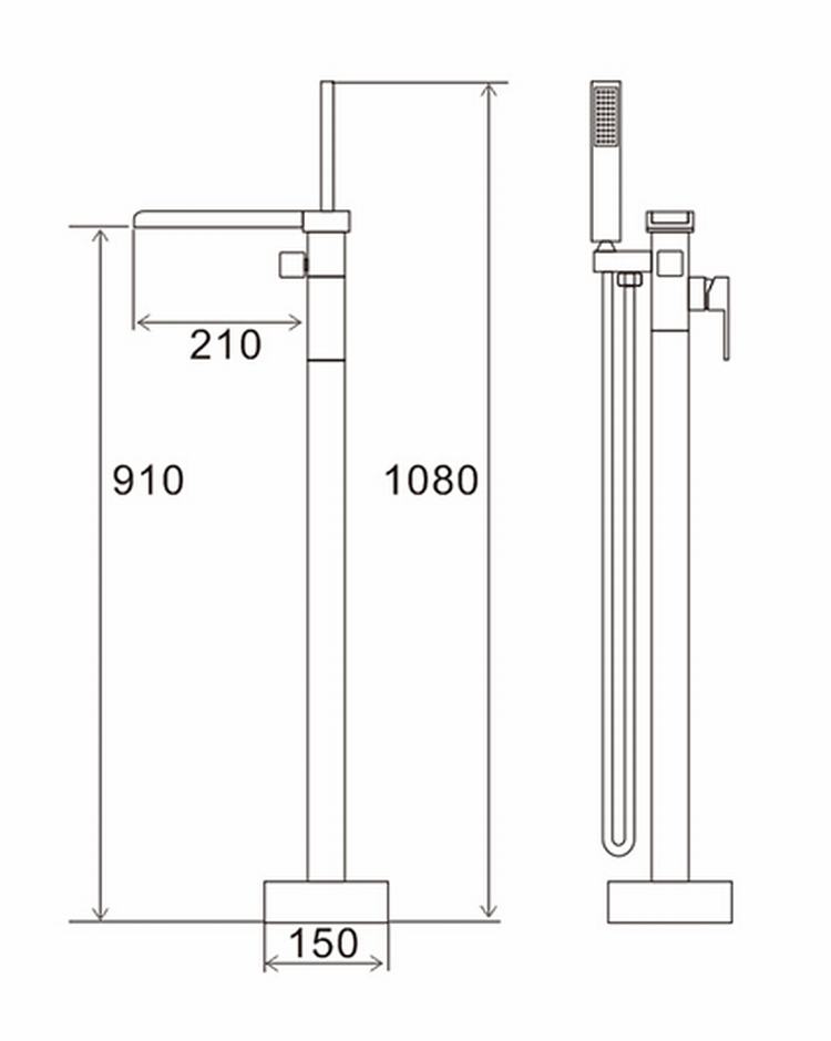 Tub Faucet Chrome Waterfall Spout For High Flow Rate Brass Bathroom Bathtub Shower Faucet