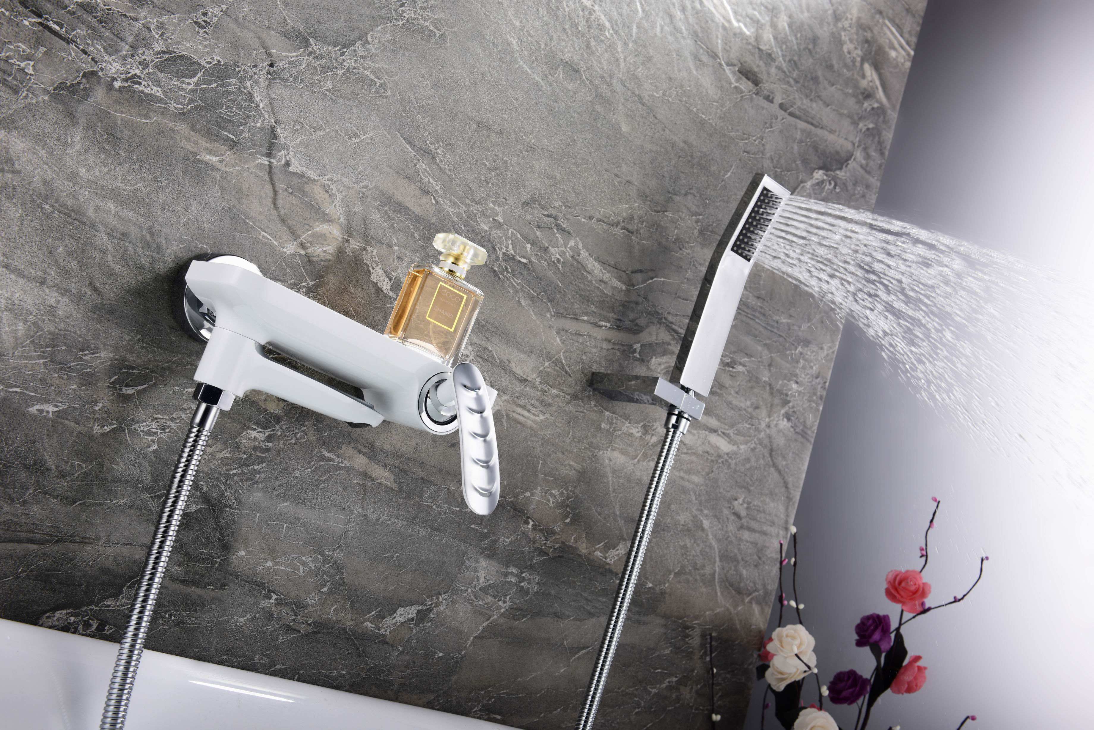 Wall Mounted Bath Shower Mixer Bathroom Bath Faucet White Shower Mixer Single Handle