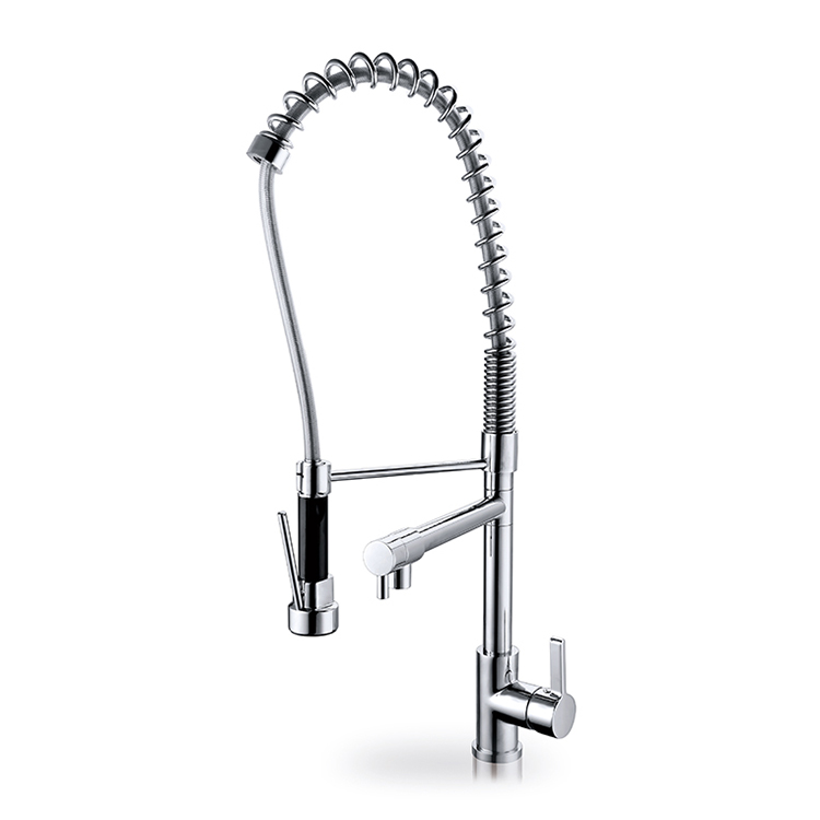 Polished Chrome Pull out Brass Sink Water Kitchen Faucet Mixer Tap with Hose