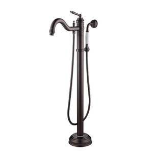 Antique Black Bathroom Bathtub Floor Standing Faucet with Handheld Shower