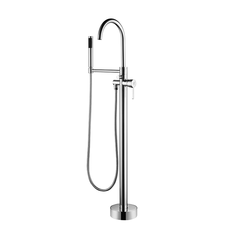 Modern UPC Brass Free Standing Floor Mixer Tap Bath Tub Filler Shower Faucet
