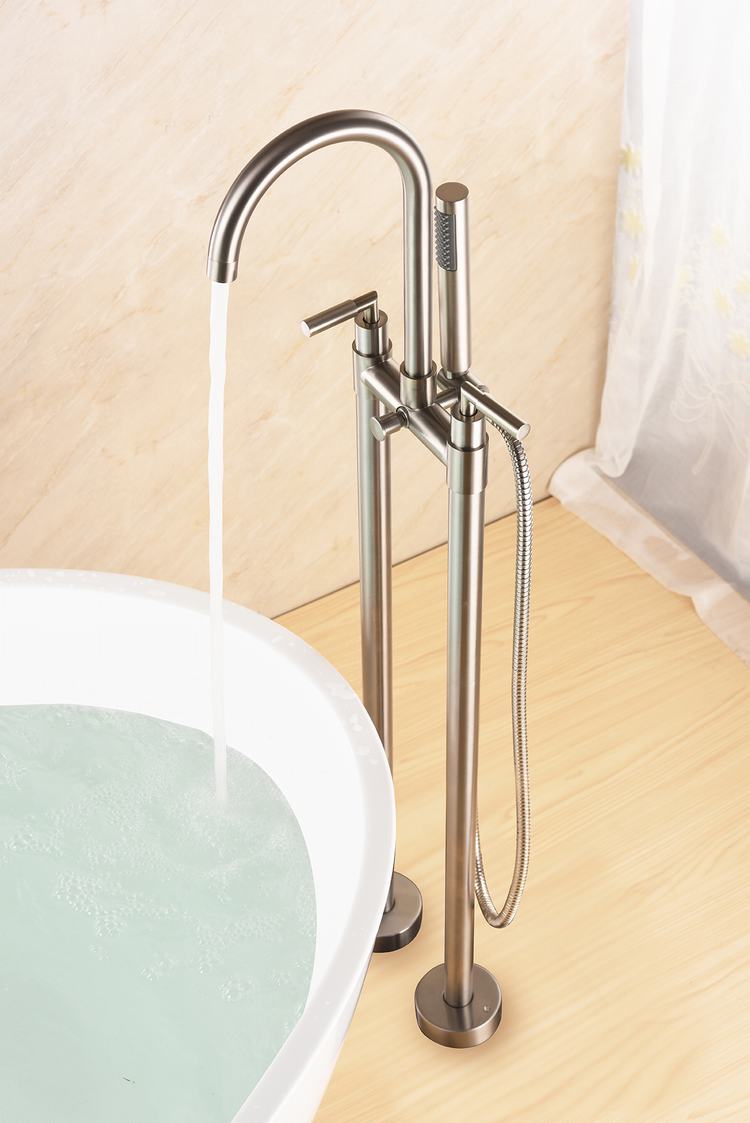 Double Handle Floor Standing Bathtub Bath Tub Faucet Freestanding Mixer Tap With Legs