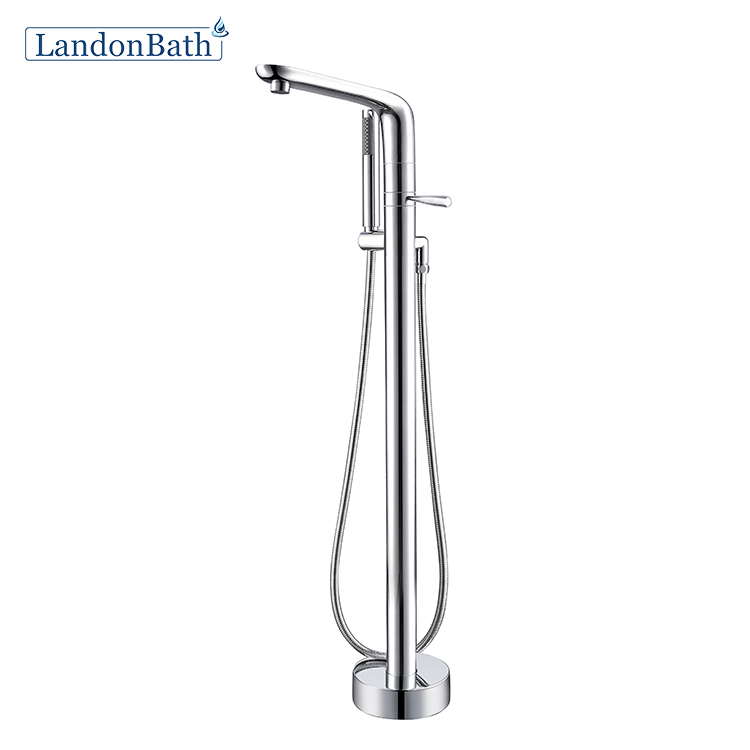 Brass Single Handle Chroming Freestanding Bathtub Faucet