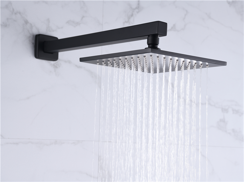 Usa Upc Matte Black Wall Mounted Concealed Bath Room Square Rain Plastic Head Shoewr Bathroom Faucet Showers With Hand Shower