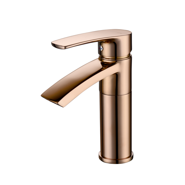 Modern Rose Gold Bathroom Brass Washbasin Faucet Single Lever Golden Water Taps