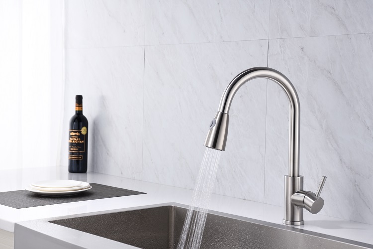 304 stainless steel single lever pull-out kitchen gooseneck sink faucet grifos de cocina agua caliente mezclador