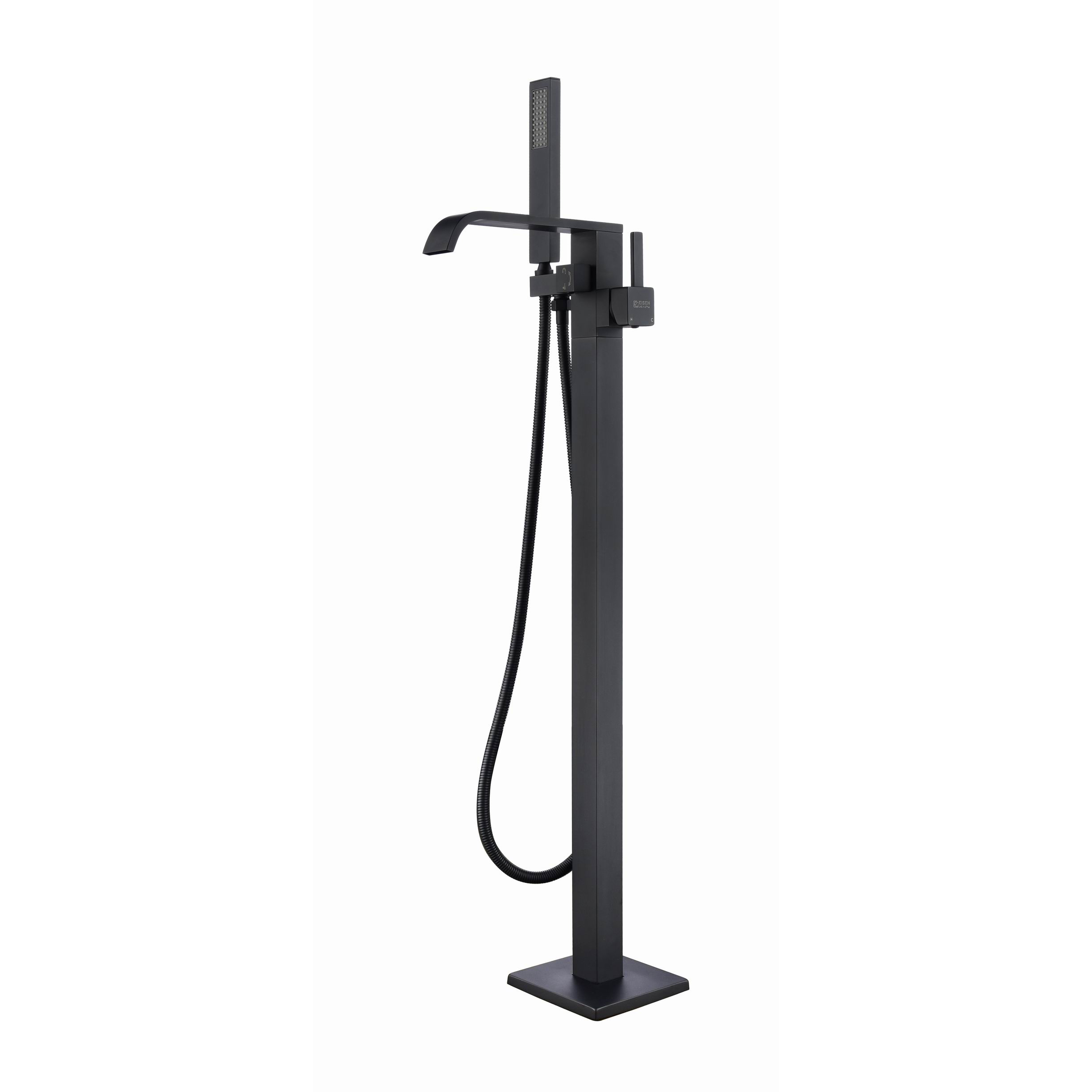 Matt Black Freestanding Bath Mixer Tap & Handheld Shower, Brass Hand Shower Waterfall Freestanding Tub Faucet Black