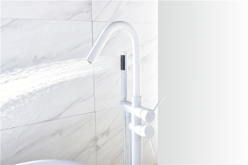 Concise Modern Brass Body Freestanding Floor Mounted Faucet In Kaiping Taps White Stand Alone