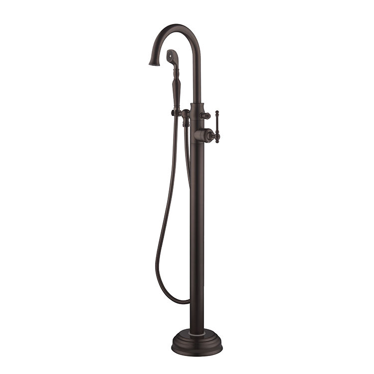 Factory price floor standing tap tub with hand shower bronze color mixer bathtub faucet on sale